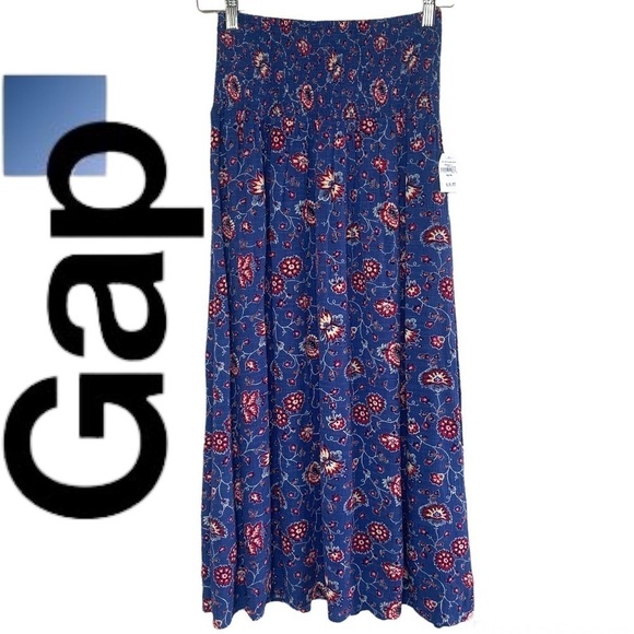 GAP Blue/Red Floral Print Maxi Skirt Size XS - Picture 1 of 14